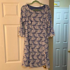 Flowy Lace White and Blue Dress Size 10